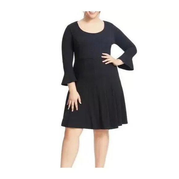 Eloquii Black Bell Sleeve Dress, Size 16 - Picture 1 of 7